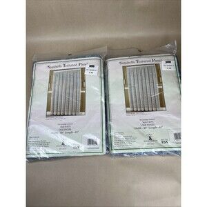 2 VTG Ames‎ NOS Beacon Looms Blue Seashells Textured Curtain Panel W40xL63” USA